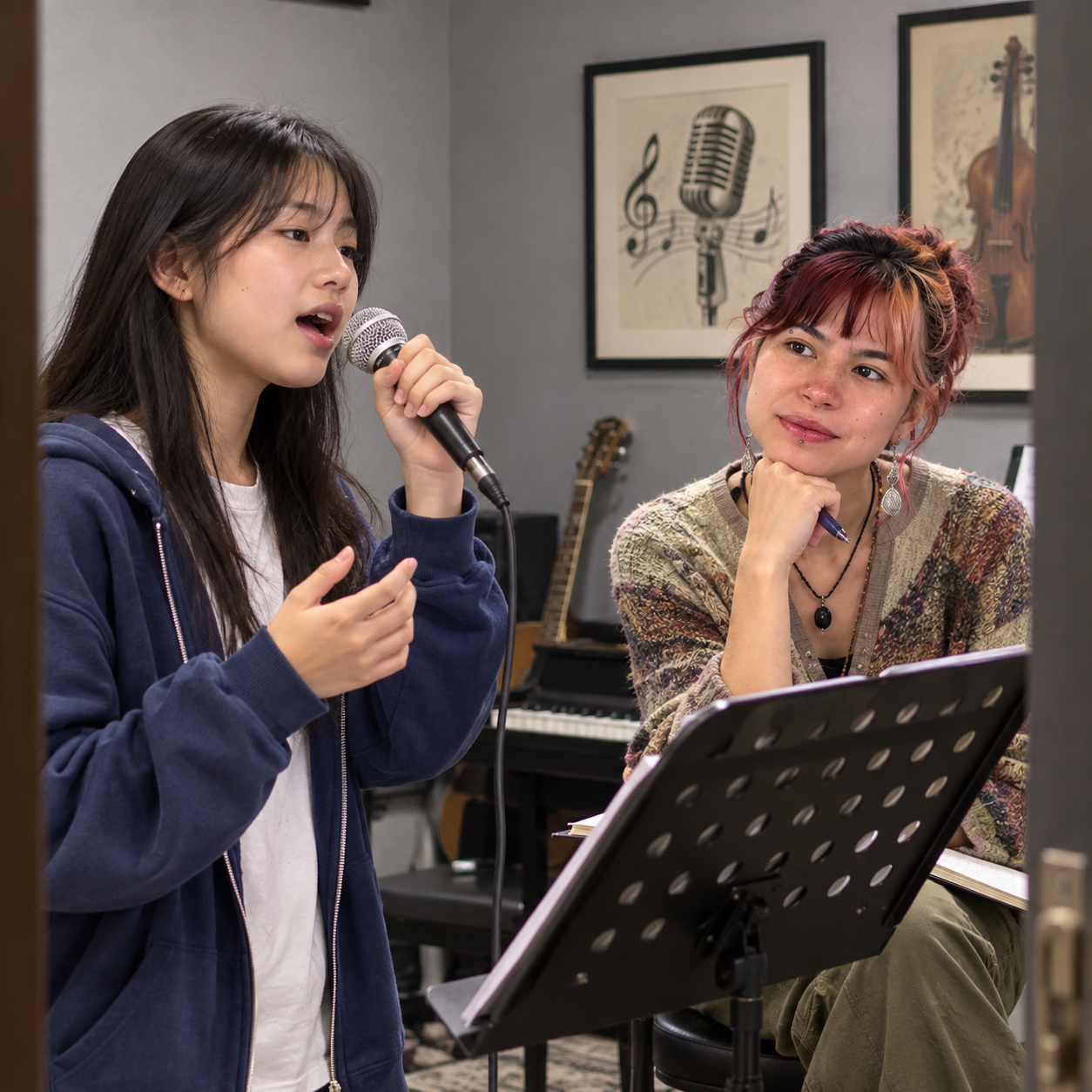 AI-generated illustration: voice music scene