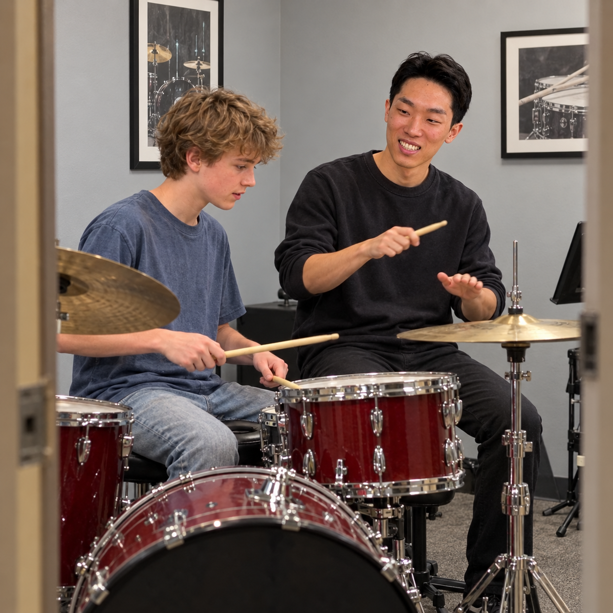 AI-generated illustration: drums music scene